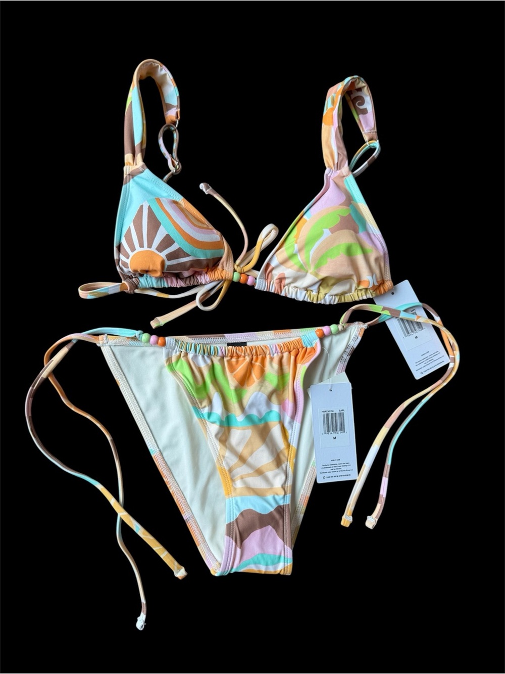 Colorful BNWT Hurley Retro Print String Bikini